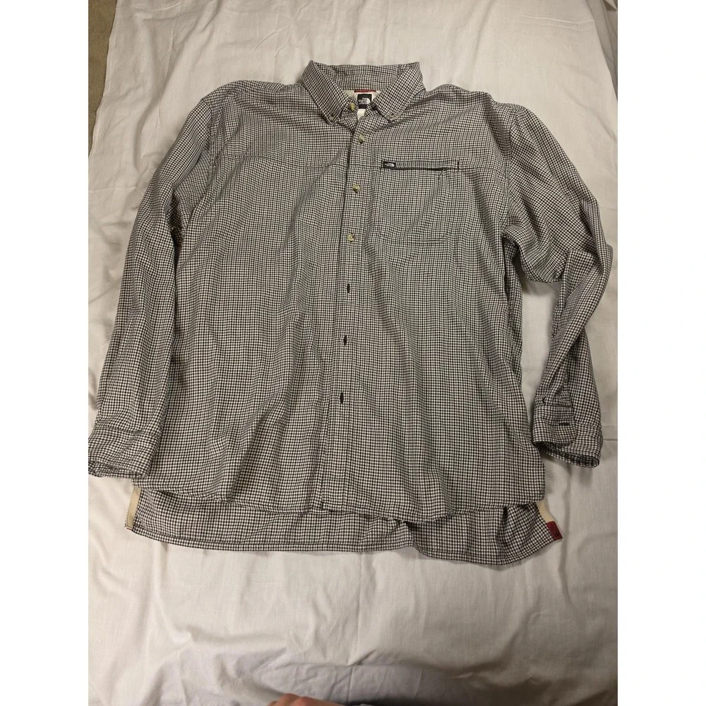The North Face Shirt Mens XL Blue Check Long Sleeve Button Front Vented Outdoor